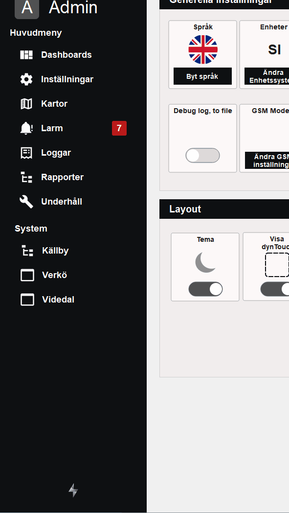 Navigation to settings