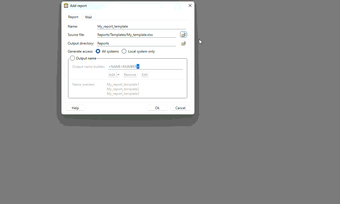 Create new report template