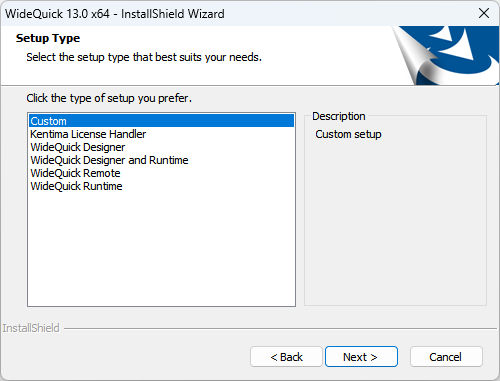 Dialogue for choosing setup type.