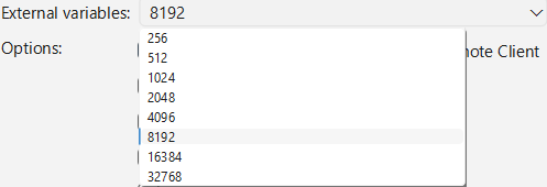 Screenshot of External Variables input field in WideQuick License Config tool