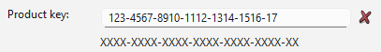 Screenshot of product key input field in WideQuick License Config tool