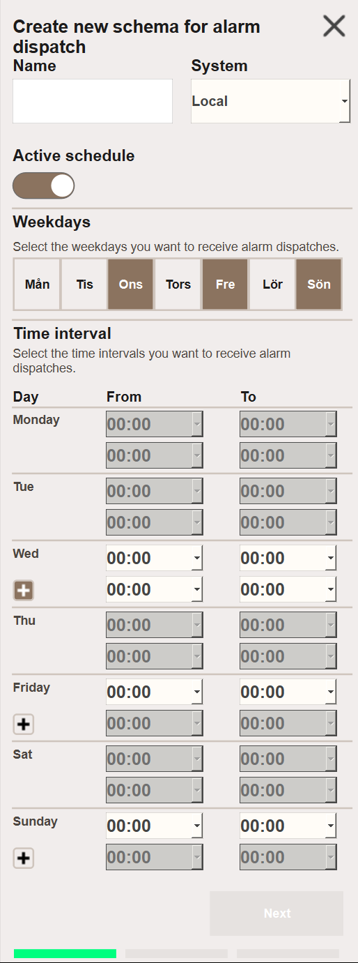 New schedule step 1