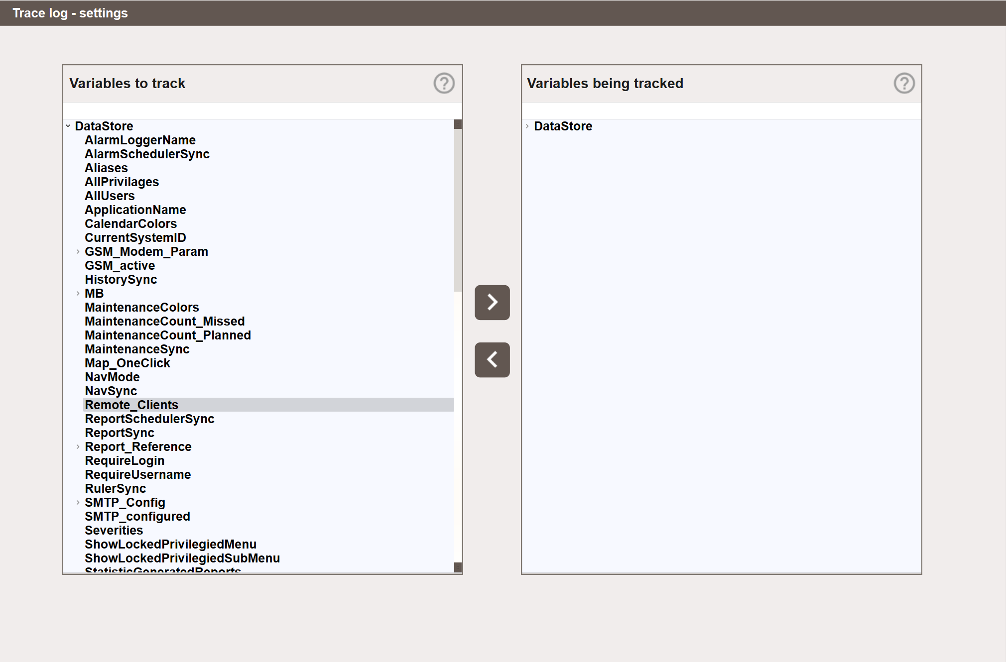 Audit Trail - Settings view