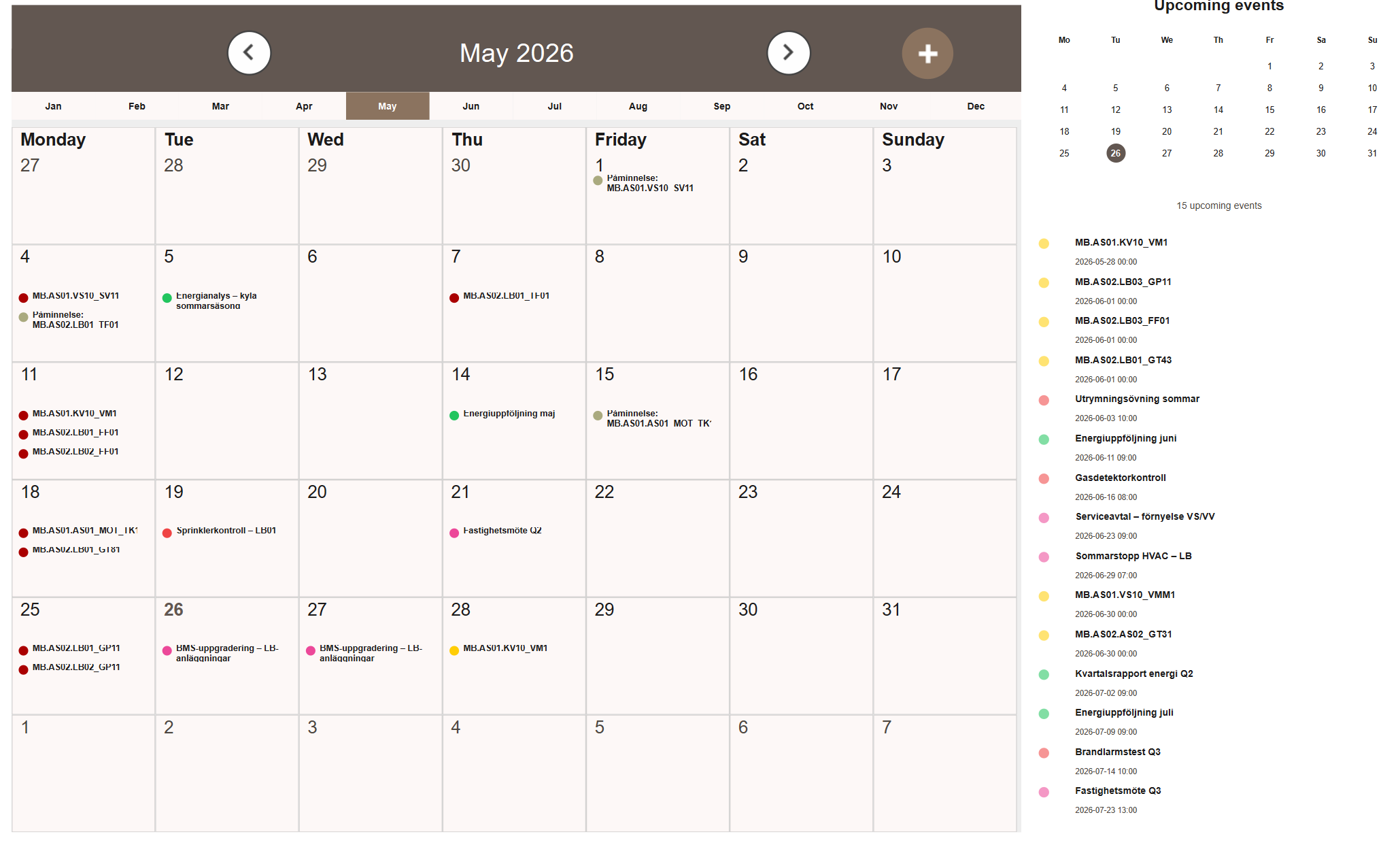 Month view with events