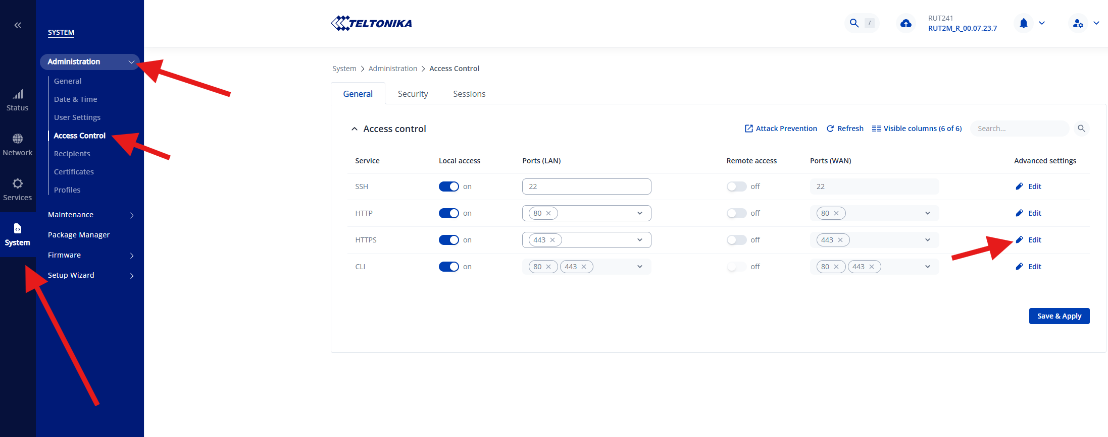 Navigate to Access Control and Edit for HTTPS