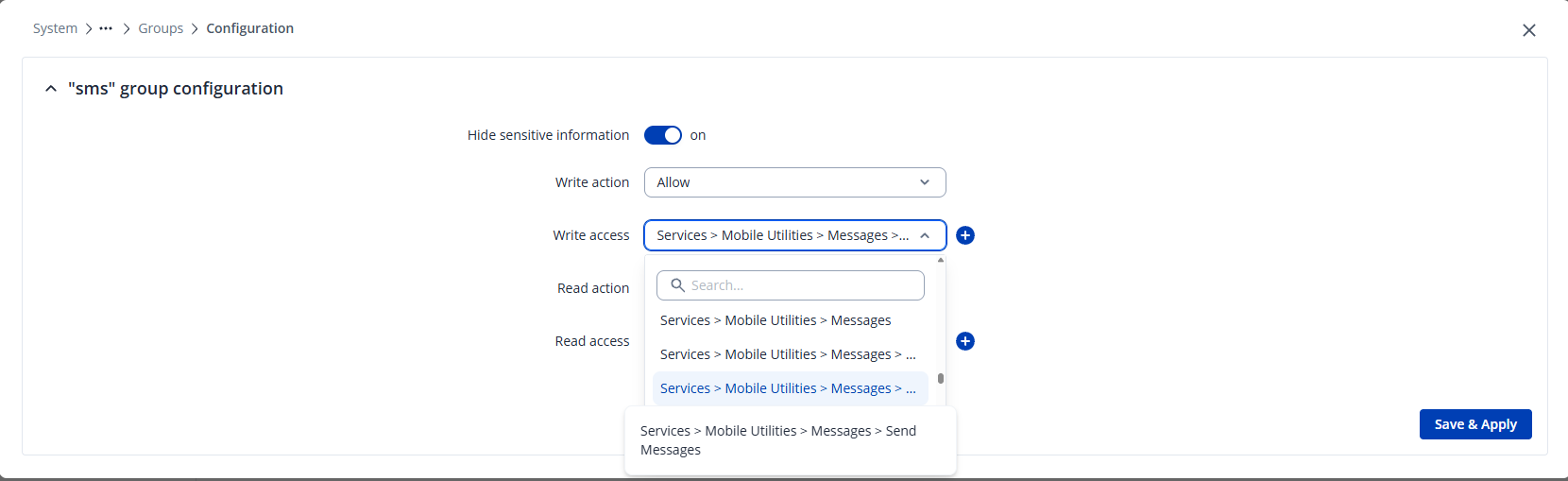 Configure the user group's permissions