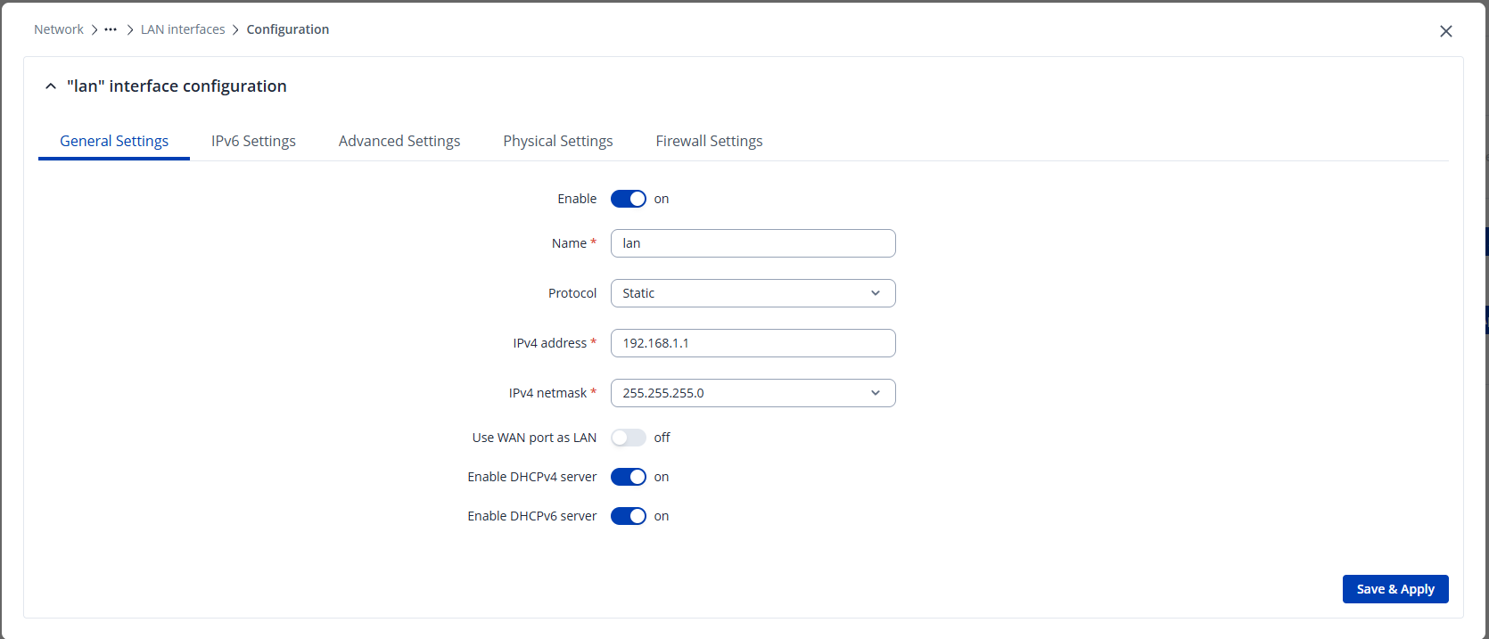 Set the desired IP address