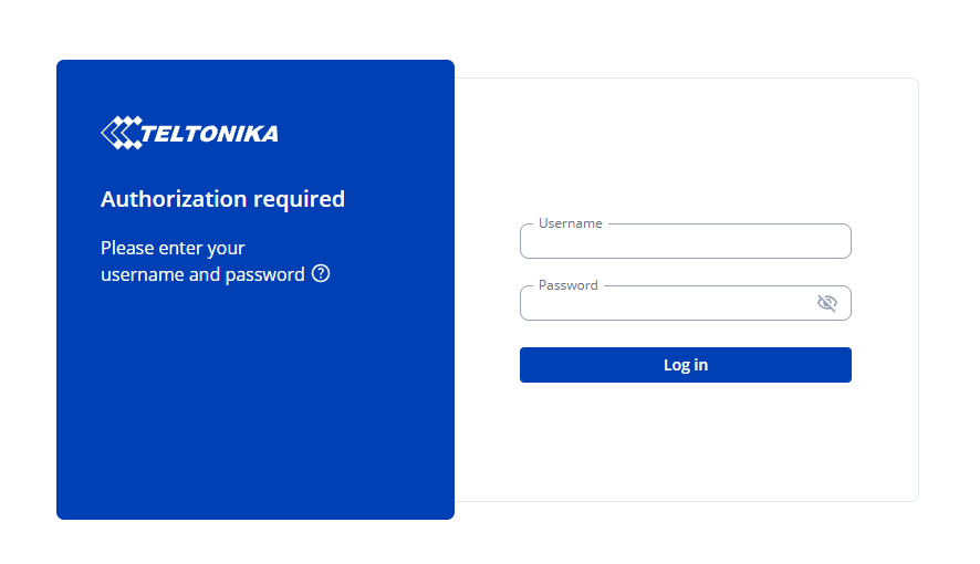 Inloggningssida för Teltonika-router